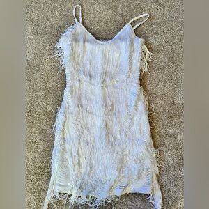 Lulu's White Fringe Mini Dress